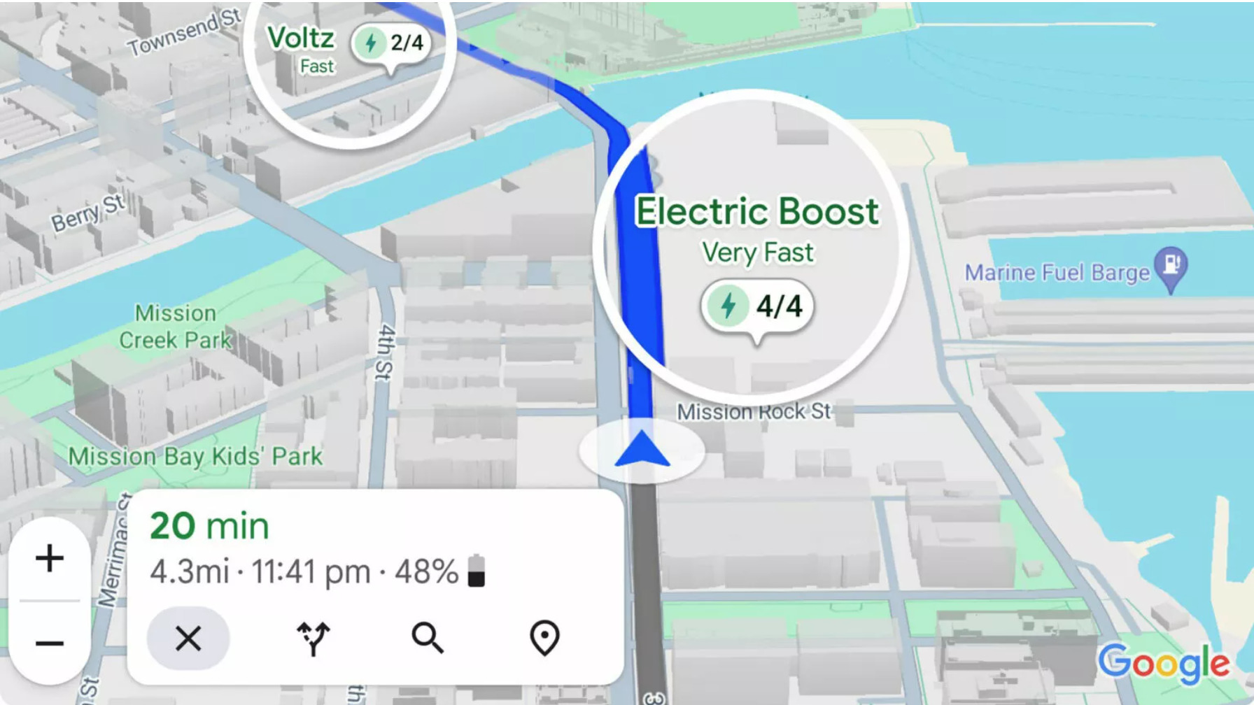 Обновление Google Maps упростит поиск электрозаправок