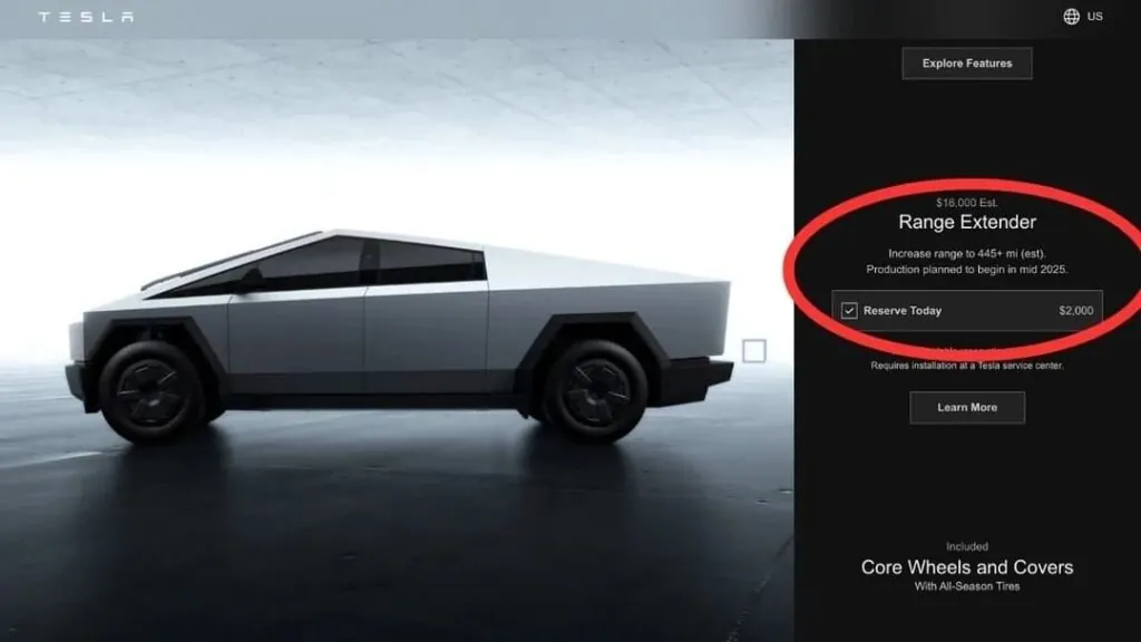 Tesla без пояснень прибрала з конфігуратора Cybertruck опцію додаткової батареї за $16 000 — photo 2